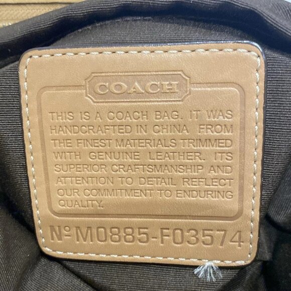 Auth COACH Signature Soft Duffle F03574 Khaki Light Brown Jacquard Leather - Picture 9 of 12